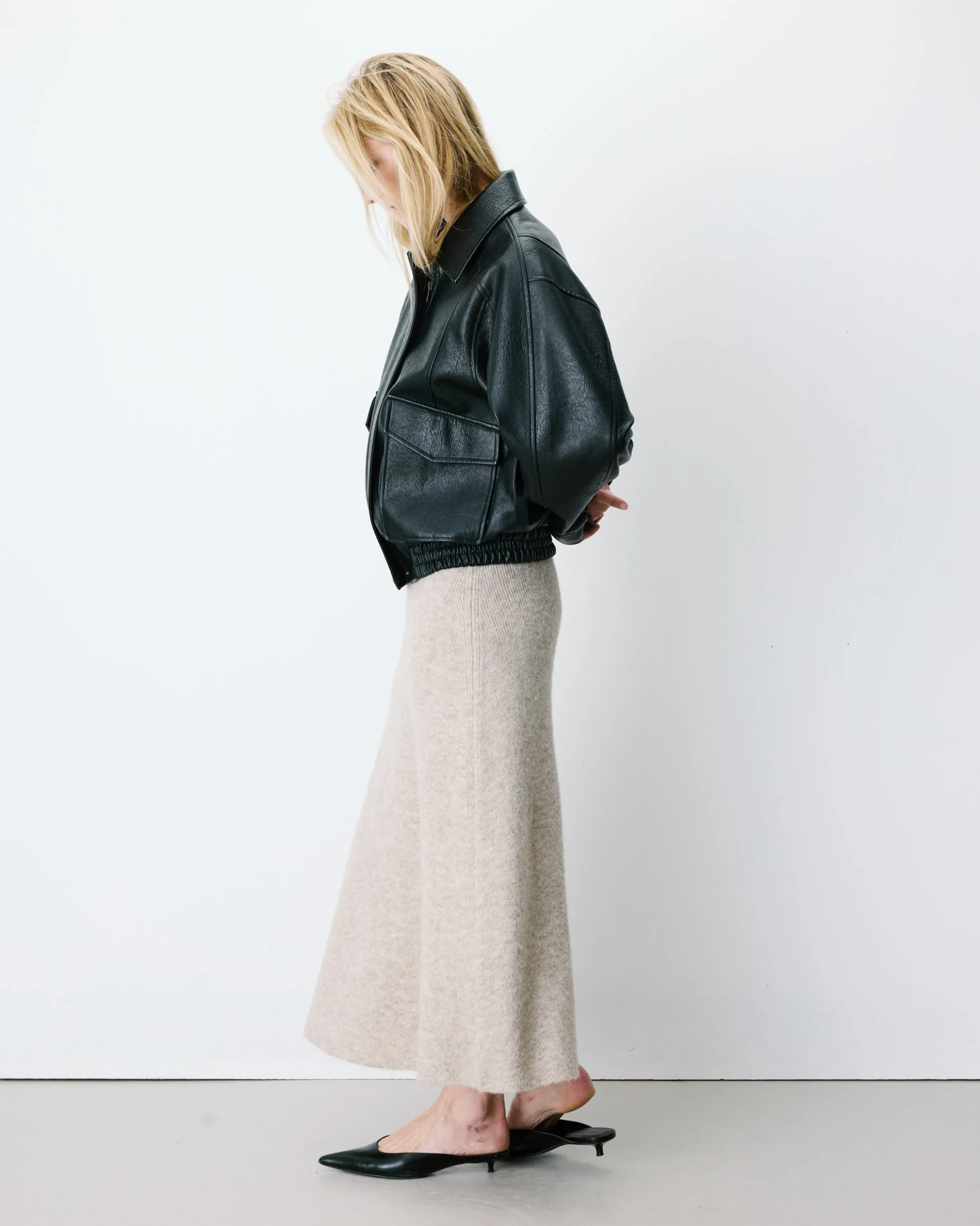Blouson oversize similicuir à poches noir Axel