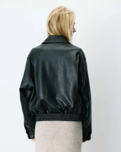Blouson oversize similicuir à poches noir Axel