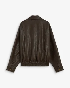 Blouson oversize similicuir à poches chocolat Axel