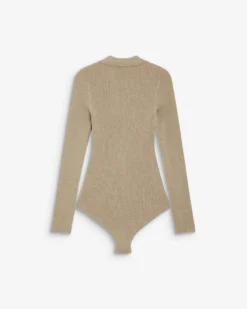 Body ajusté col polo en maille fine lurex gold Bentley