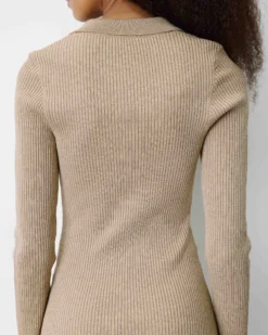 Body ajusté col polo en maille fine lurex gold Bentley