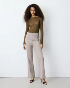 Body seconde peau en dentelle manches longues olive Bolero