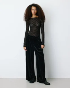 Body seconde peau en dentelle manches longues noir Bolero