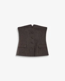 Bustier en laine mélangée à rayures chocolat Burton