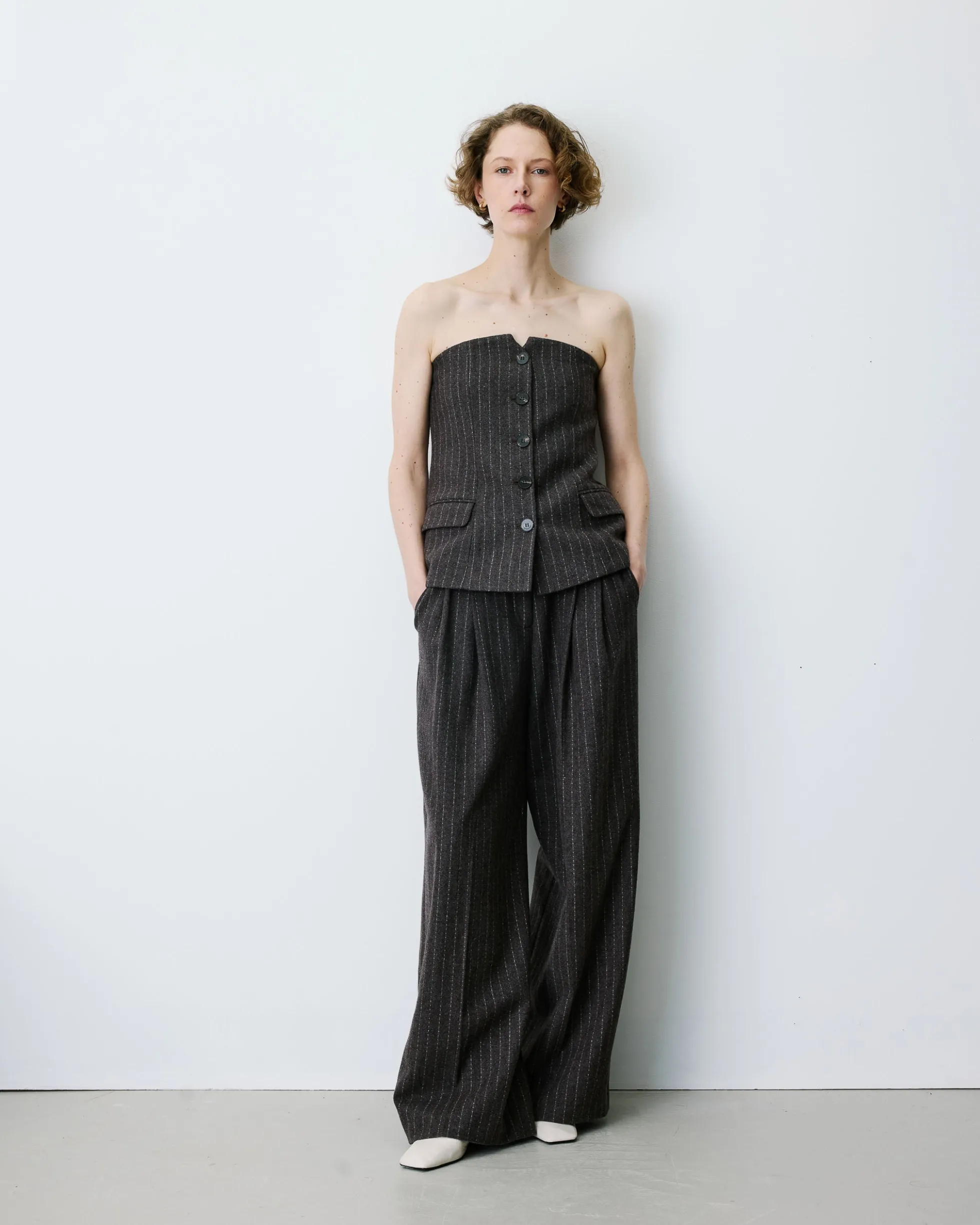 Bustier en laine mélangée à rayures chocolat Burton