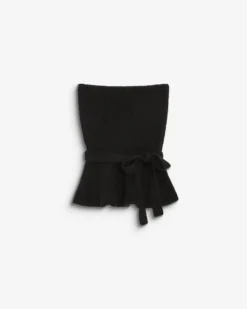 Bustier péplum ceinturé en maille côtelée noir Berry