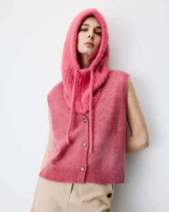 Cagoule en laine mélangée blush Samourai