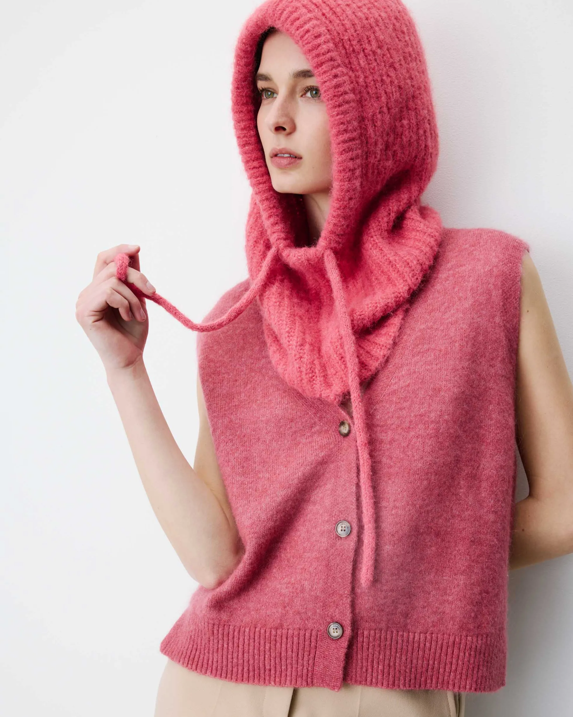 Cagoule en laine mélangée blush Samourai