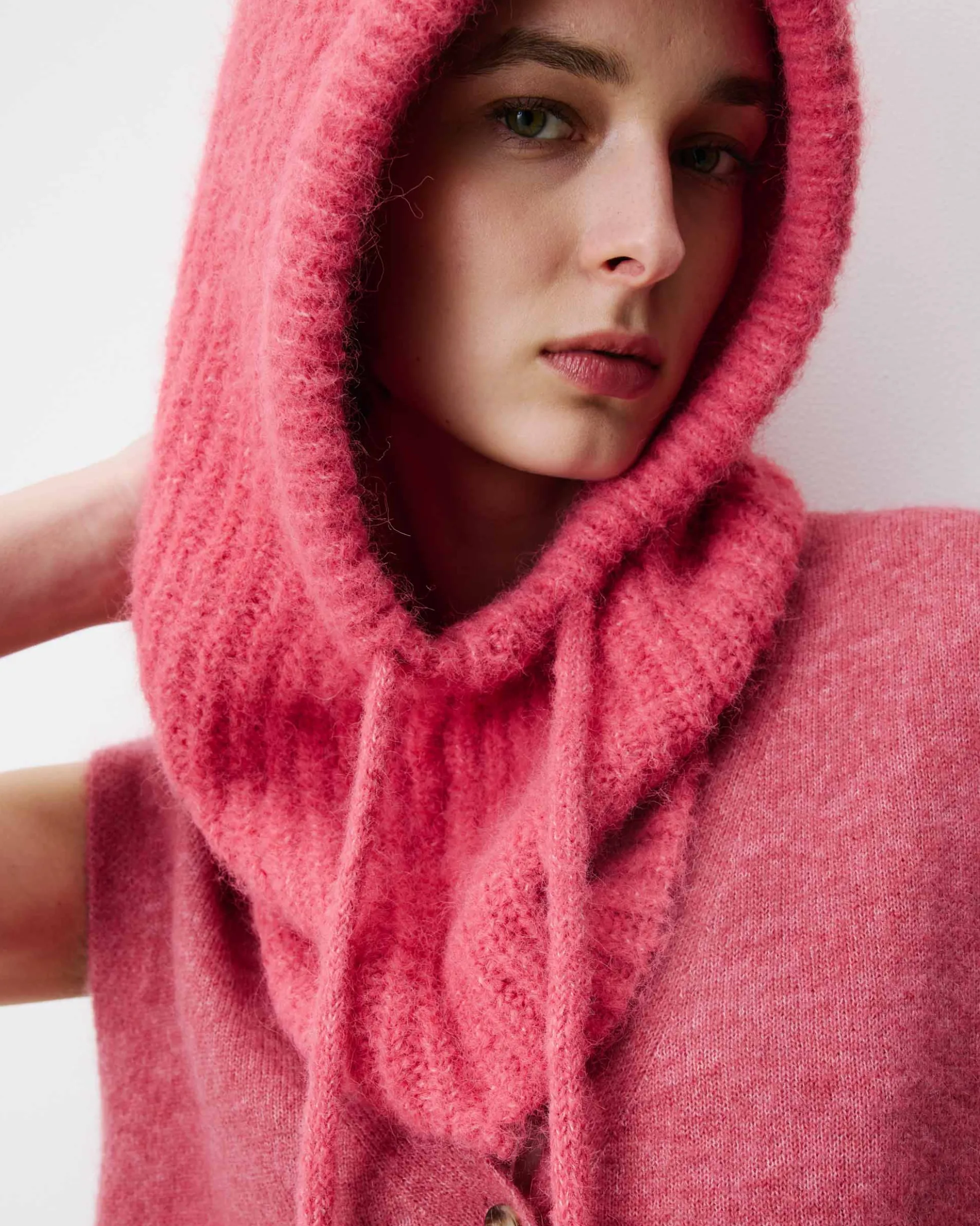 Cagoule en laine mélangée blush Samourai