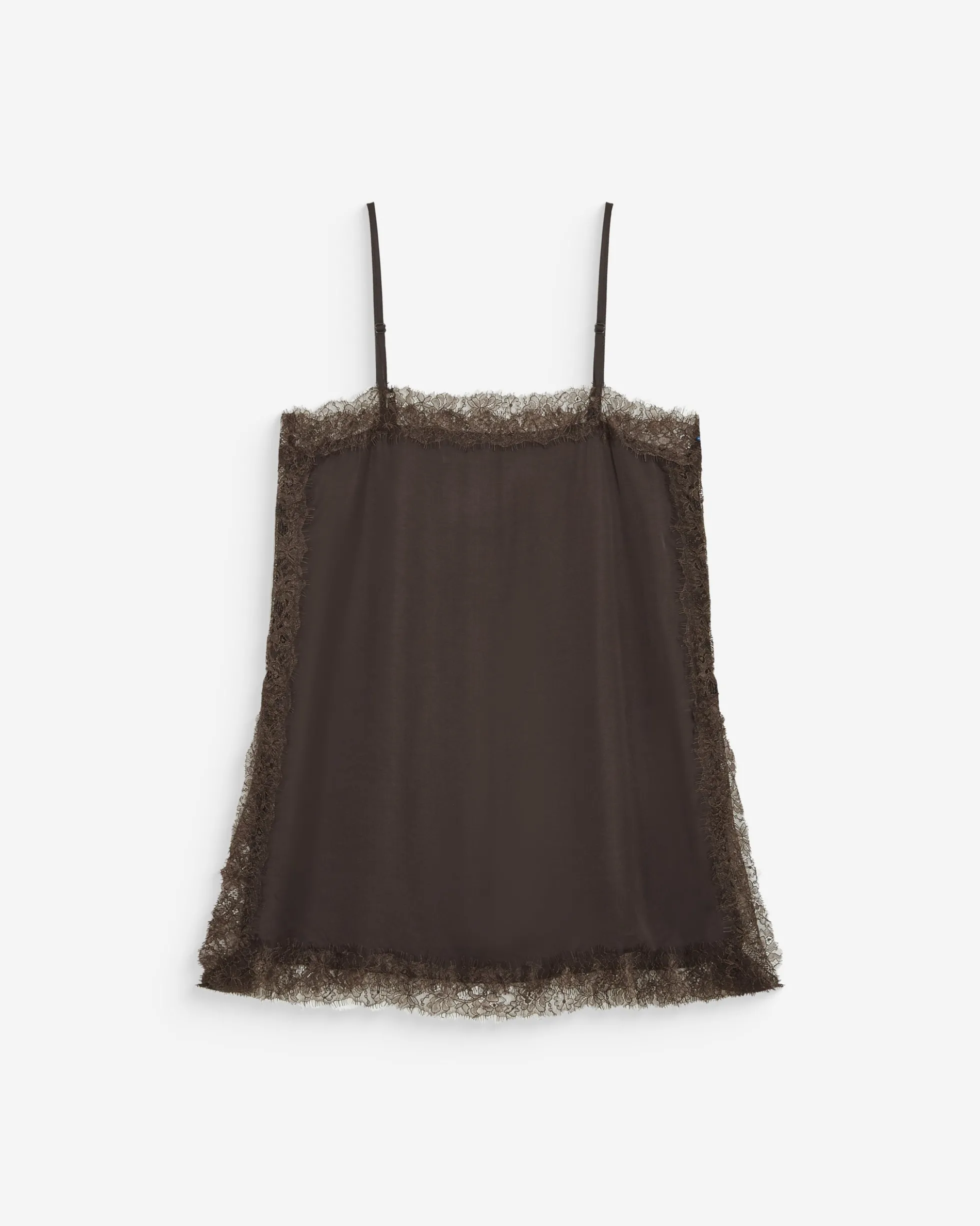 Caraco en satin et dentelle col carré chocolat Blossom