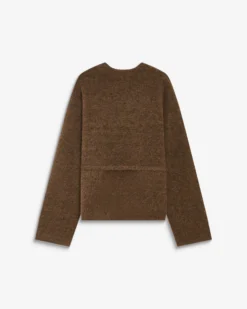 Cardigan cache-cœur nouable en maille chocolat Anior