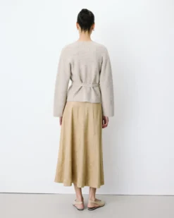 Cardigan cache-cœur nouable en maille grege Anior