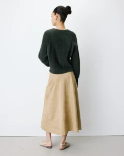 Cardigan doux col rond boutonné kaki Aleron