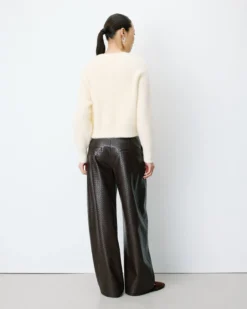 Cardigan doux col rond boutonné vanille Aleron
