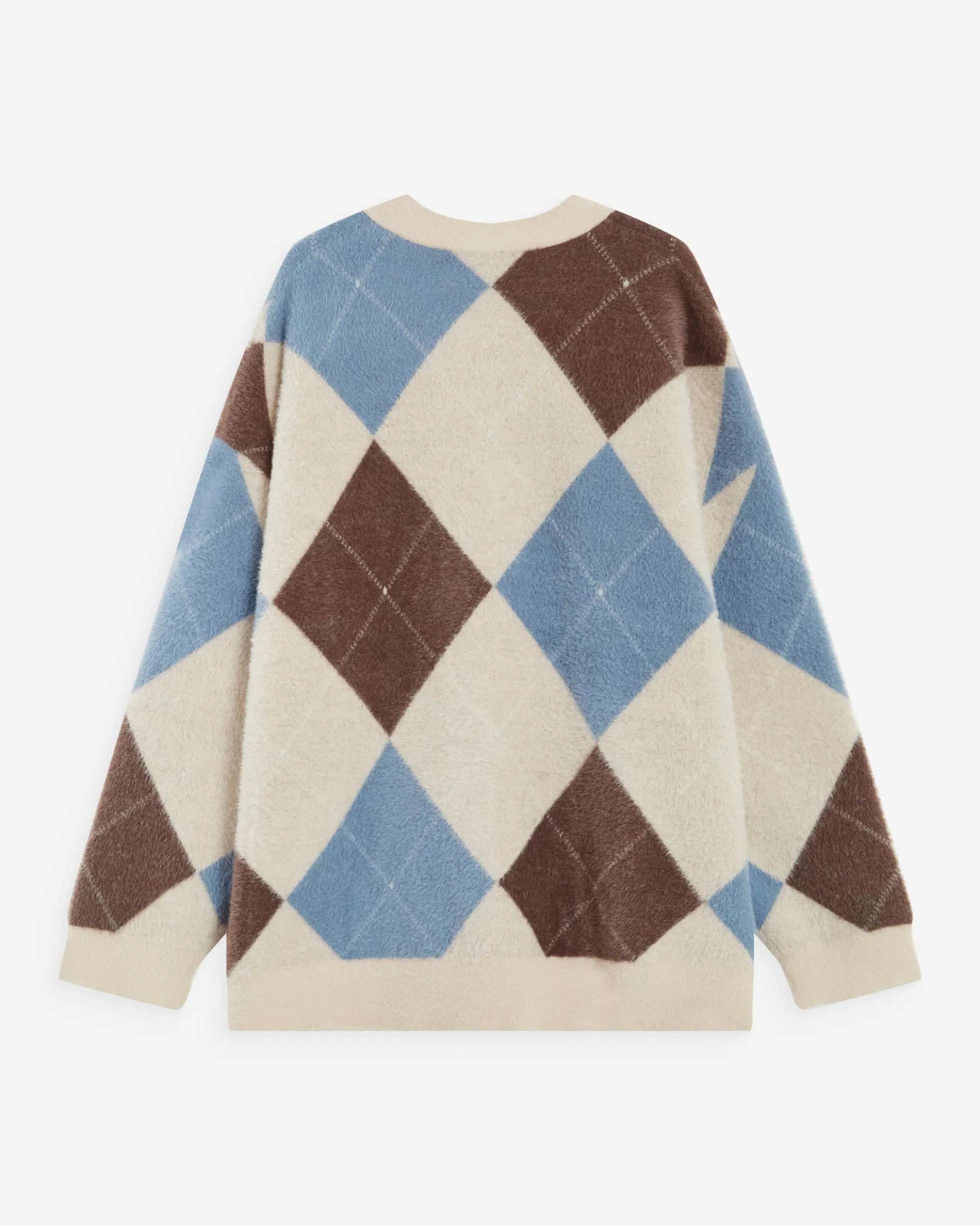 Cardigan doux à losanges col V bleuet Alexan