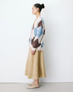 Cardigan doux à losanges col V bleuet Alexan