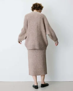 Cardigan oversize col V en maille douce mocha Bloom