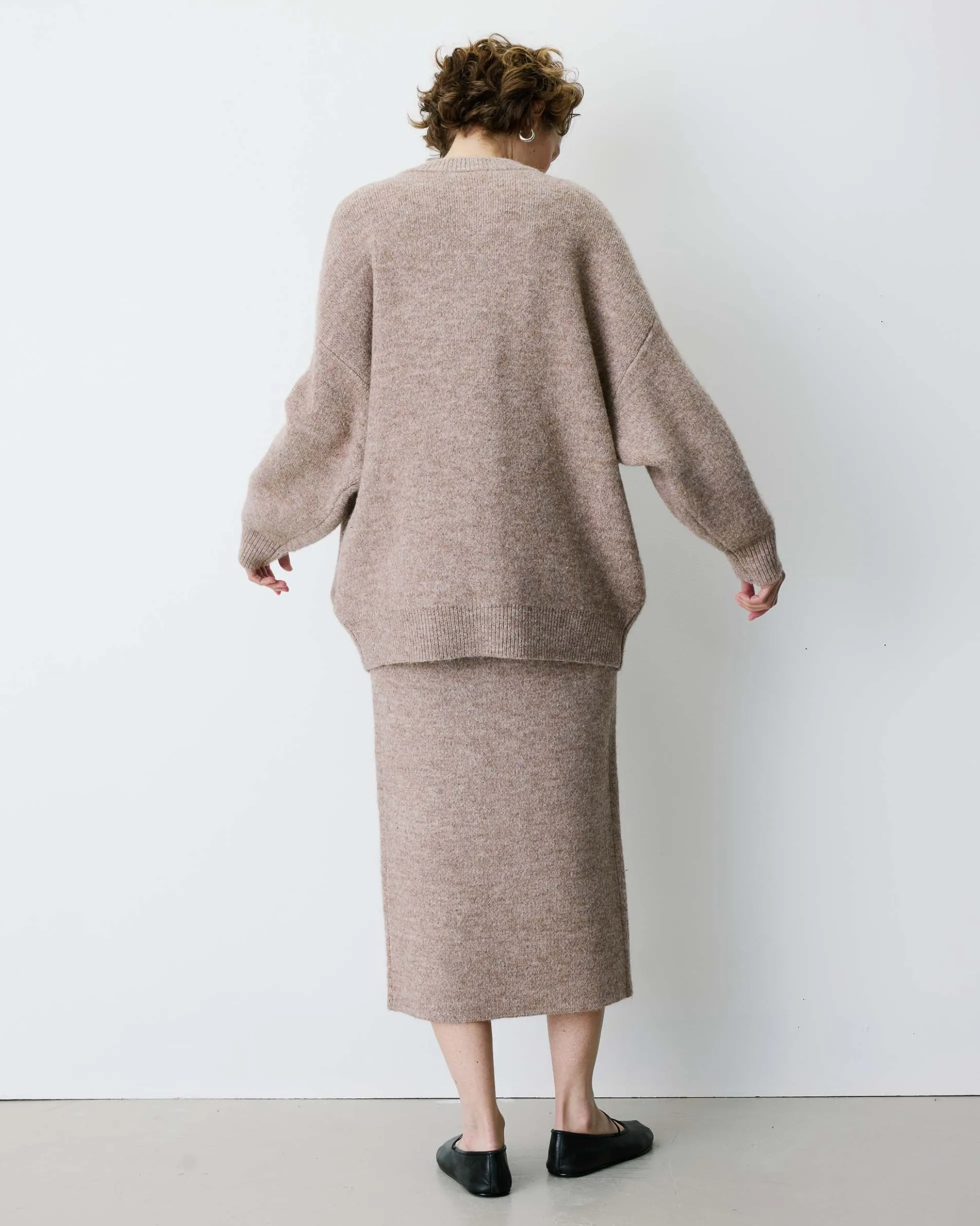 Cardigan oversize col V en maille douce mocha Bloom