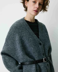 Cardigan oversize col V en maille douce anthracite Bloom