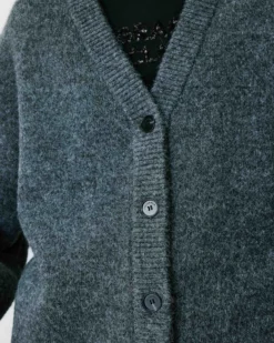Cardigan oversize col V en maille douce anthracite Bloom