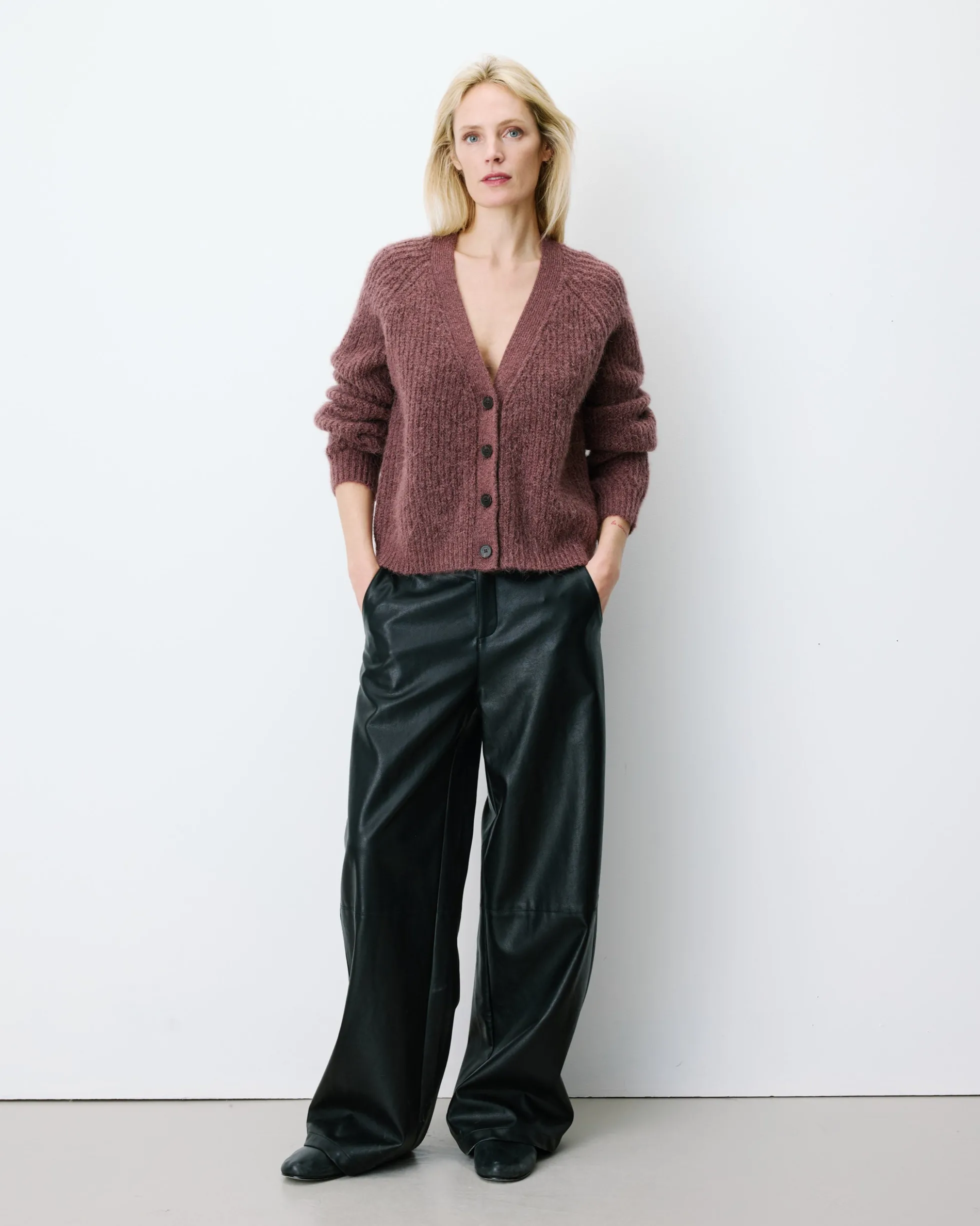 Cardigan oversize manches longues parme Saluda