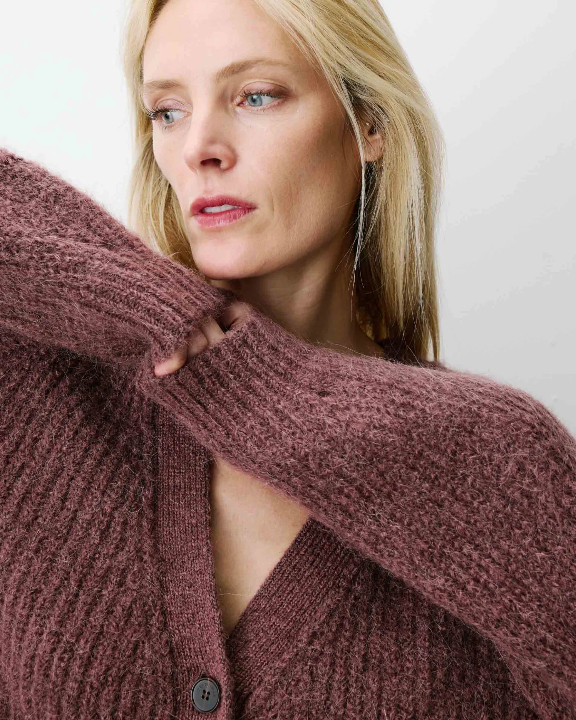 Cardigan oversize manches longues parme Saluda