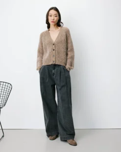 Cardigan oversize manches longues mocha Saluda