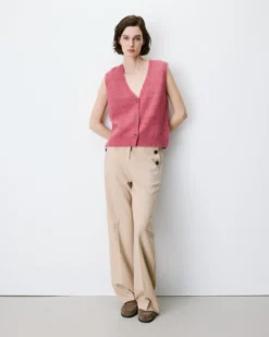 Cardigan sans manches boutonné col V blush Nars