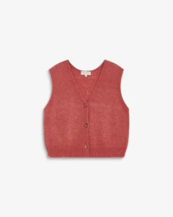 Cardigan sans manches boutonné col V blush Nars