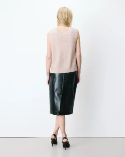 Cardigan sans manches boutonné col V beige Nars
