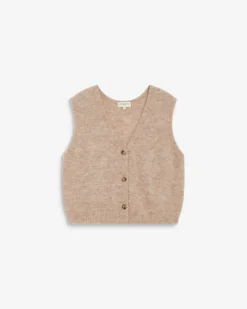 Cardigan sans manches boutonné col V beige Nars