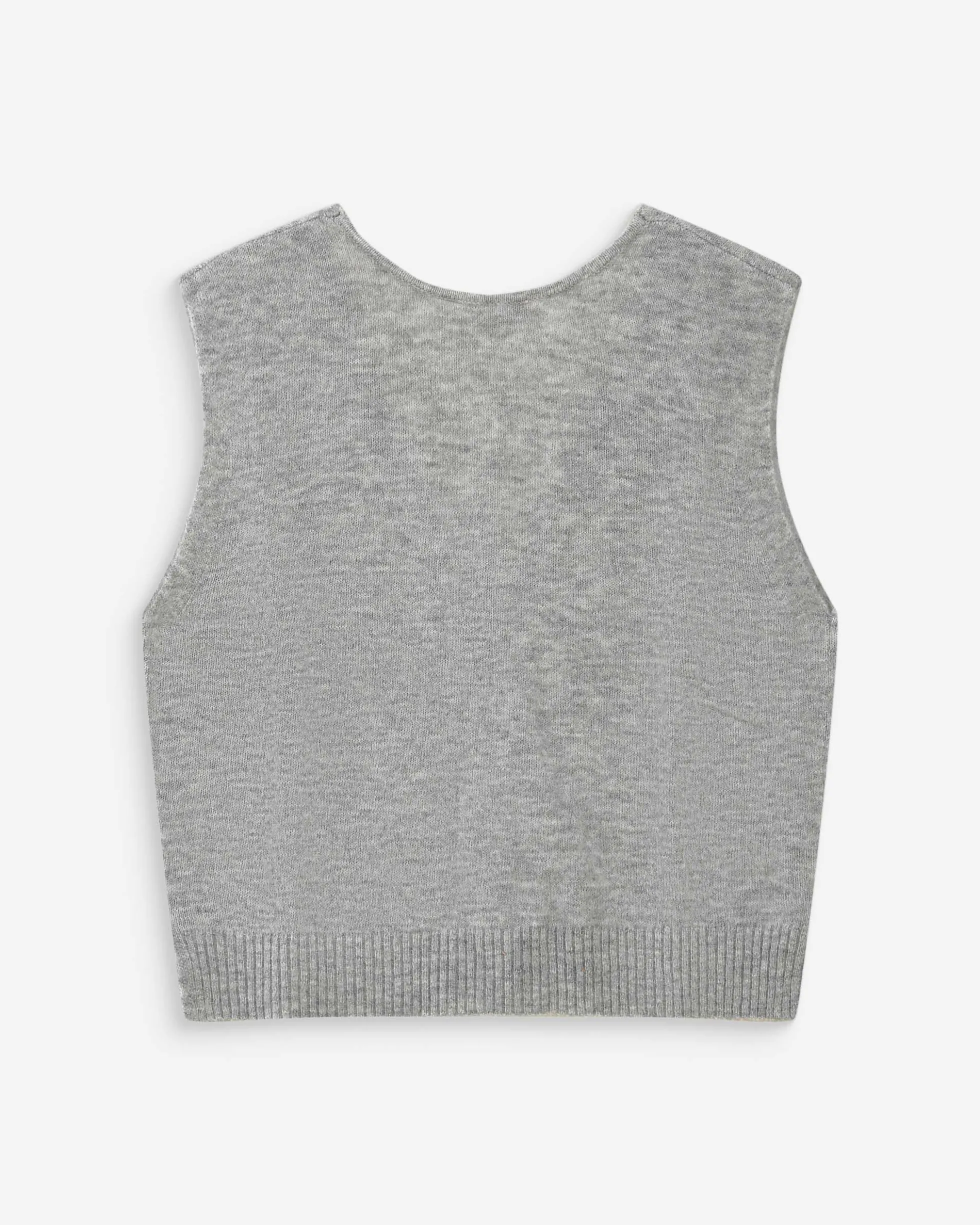 Cardigan sans manches boutonné col V gris Nars