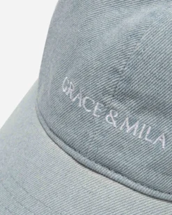 Casquette en coton réglable brodée devant skyblue Slimane
