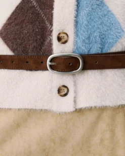 Ceinture en suédine boucle argenté chocolat Abbey