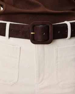 Ceinture en suédine boucle carrée assortie chocolat Alvaro
