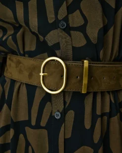 Ceinture en suédine boucle doré kaki Swinton