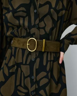 Ceinture en suédine boucle doré kaki Swinton