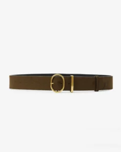 Ceinture en suédine boucle doré kaki Swinton