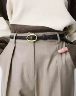 Ceinture fine en similicuir chocolat Abel