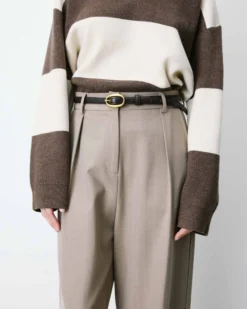 Ceinture fine en similicuir chocolat Abel