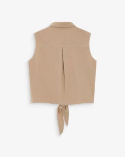 Chemise cintrée en coton à nouer devant sable Vero
