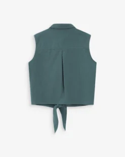 Chemise cintrée en coton à nouer devant emeraude Vero