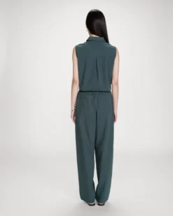 Chemise cintrée en coton à nouer devant emeraude Vero