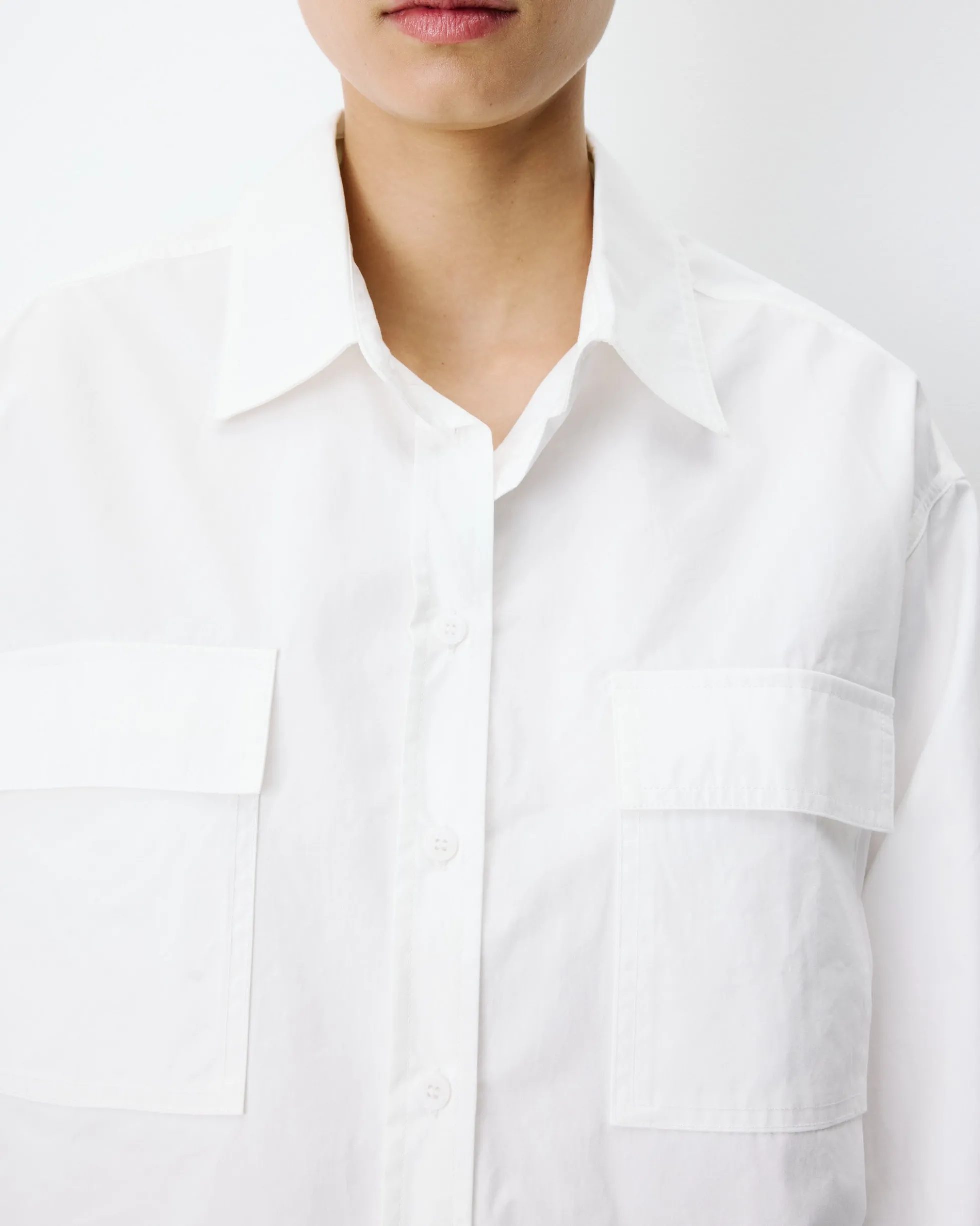 Chemise courte oversize en coton ivoire Azelle