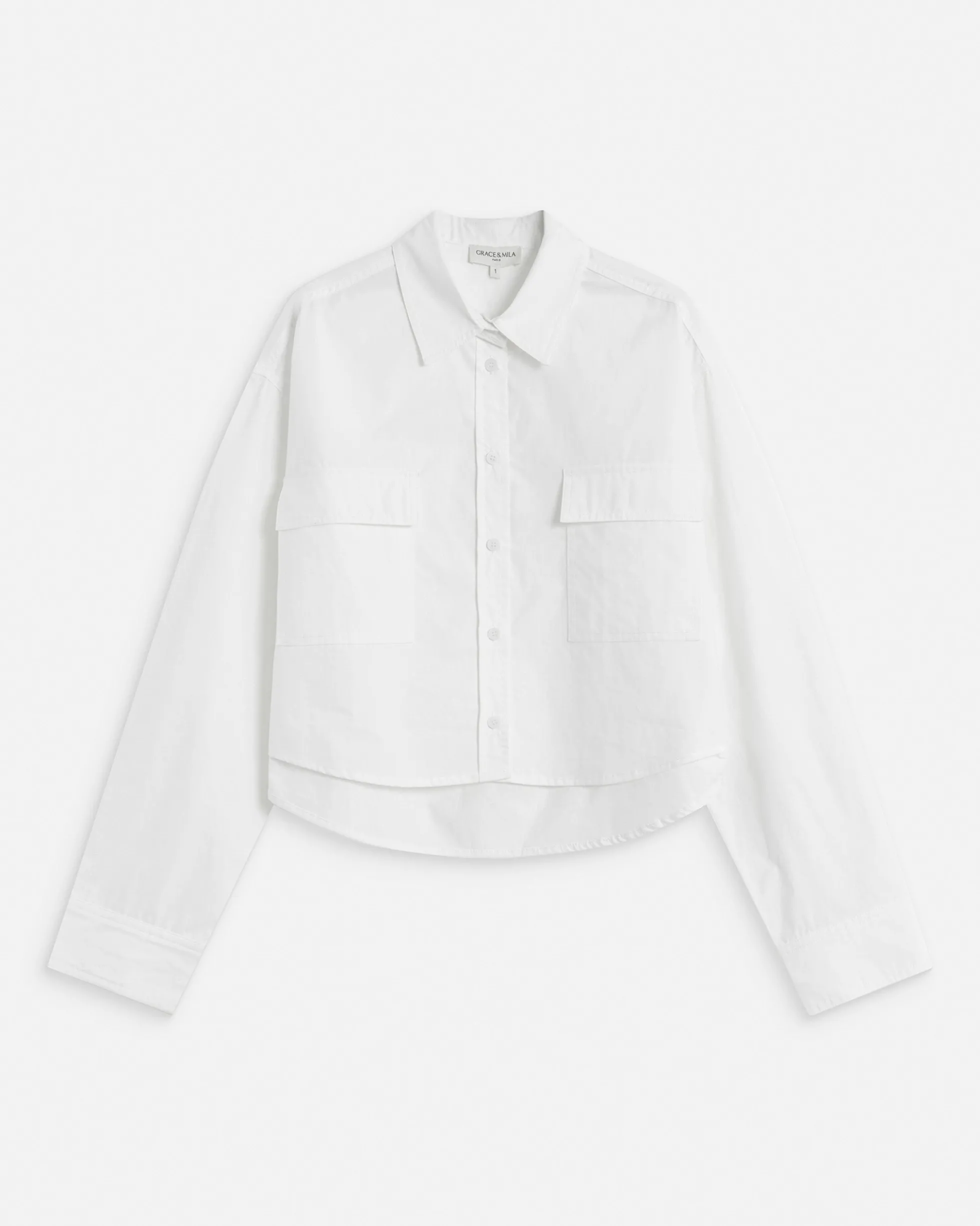 Chemise courte oversize en coton ivoire Azelle