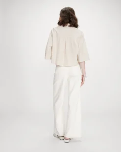 Chemise courte à rayures manches 3/4 sable Voice
