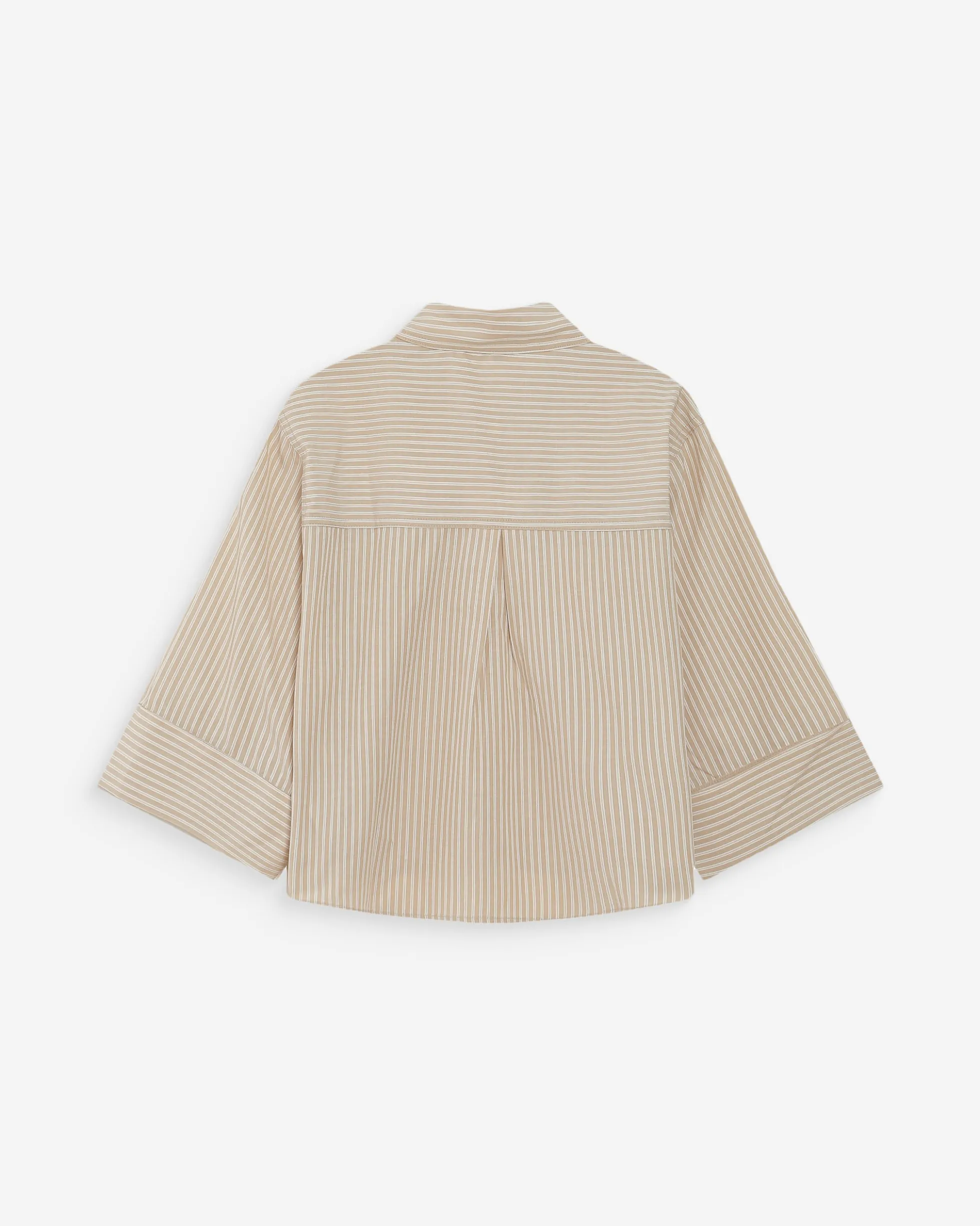 Chemise courte à rayures manches 3/4 sable Voice