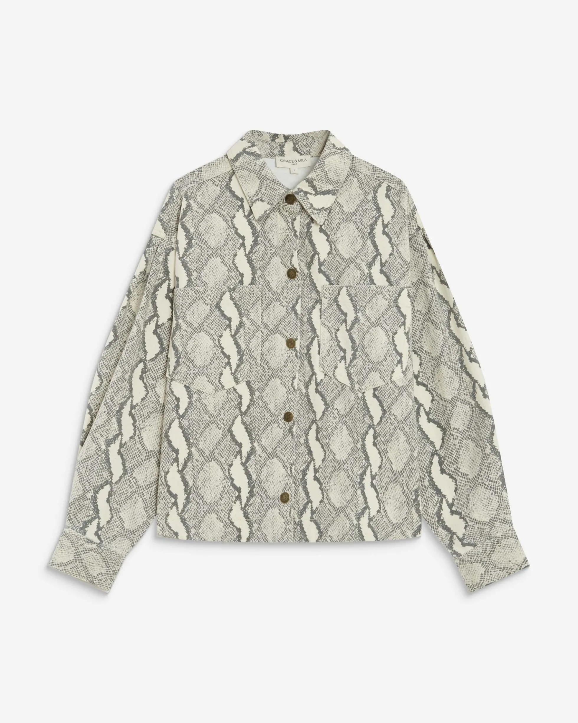 Chemise en denim à motif python Adriana
