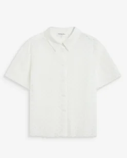 Chemise en dentelle manches courtes white Waverine