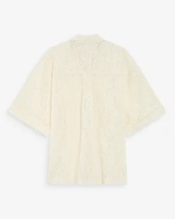 Chemise en dentelle transparente manches 3/4 ecru Vendel